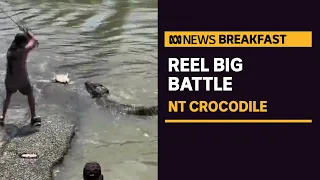 Northern Territory fisherman takes on croc to protect catch of the day | ABC News