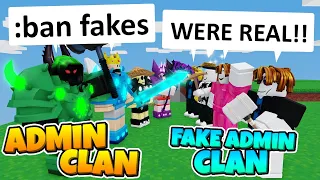 ADMIN CLAN vs FAKE ADMIN CLAN in Roblox BedWars...