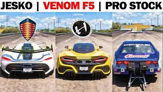 FH5 DRAG RACE! JESKO Vs VENOM F5 Vs PRO STOCK