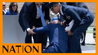 Joe Biden trips, falls on stage at US Air Force Academy in Colorado