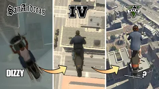 EVOLUTION of JUMPING FROM THE HIGHEST POINT WITH BIKE LOGIC in every GTA Game (2001→2023)