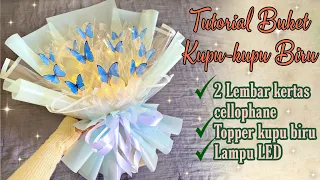 TUTORIAL BUKET KUPU-KUPU LAMPU LED WRAPPING 2 LEMBAR CELLOPHANE || BUTTERFLY BOUQUET TUTORIAL