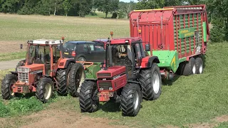 Gras oprapen/inkuilen met Case International 1255 XL + Strautmann wagen en IHC 1056 XL Ergo-S (2020)