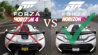 Forza Horizon 5 vs 4 gameplay and engine sounds comparison Koenigsegg Jesko 2020