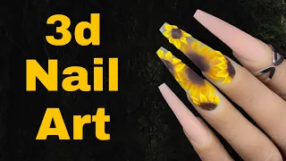 HOW TO ENCAPSULATE 3D NAIL ART | SUNFLOWER NAILS | ACRYLIC NAILS