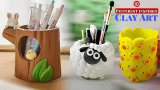 *Pinterest* 📌 inspired pen holder made from Super clay // DIY super clay art || craft ideas ✨