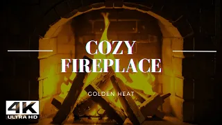 Relax In Front Of A Cozy Golden Fireplace | 1 Hour Fireplace Sound