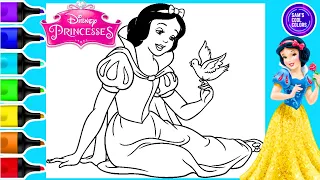 Coloring Snow White and Her Dove | Classic Disney Princess Coloring Page | Art Markers