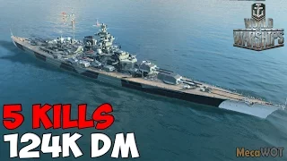 World of WarShips | Tirpitz | 5 KILLS | 124K Damage - Replay Gameplay 1080p 60 fps