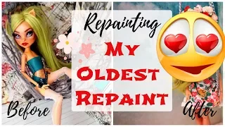 Repainting MY OLDEST MONSTER HIGH DOLL REPAINT / How To Repaint OOAK Barbie Dolls Speedpaint Drawing