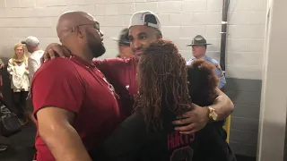 Jalen Hurts gets emotional with family after SEC Championship game