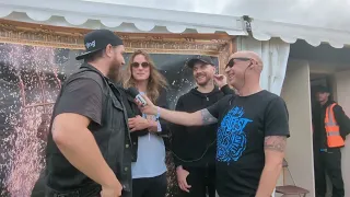 Three Brothers Of Metal chat with Neil Jones at Bloodstock 2023