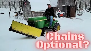 ARE TIRE CHAINS NEEDED?  JOHN DEERE 430 TEST PLOWING