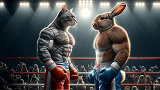 Boxer Cat vs Boxer Rabbit 💪 Big Box Match
