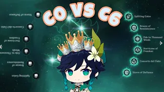 Triple crown Venti DPS solo C0 vs C6 - Abyss 2.1 floor 12-1 first half Comparison