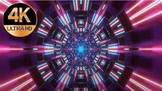 10 Hour 4k Tv screensaver multi Metallic Color Abstract neon tunnel Background Video loop, no sound