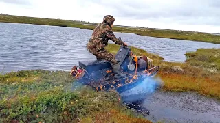 От Вижаса до Омы 30+30 км летом  на снегоходе буран.НАО