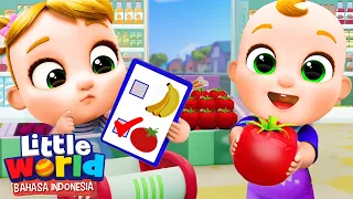 Belanja Sayuran Sehat di Supermarket | Kartun Anak | Little World Bahasa Indonesia