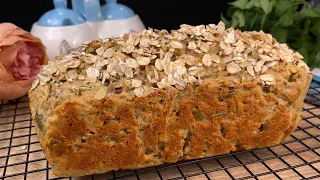 Recipe simplest oatmeal bread without yeast, flour. Everything you need for healthy breakfast!