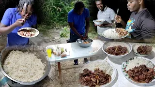 Stew Peas with Coconut Rice/delicious meal- outdoor Cooking -jamaican style