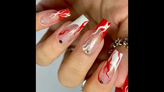 Simple Line Art Nail Design for Halloween - Best 2022 Nail Art Tutorial #shorts #nailart