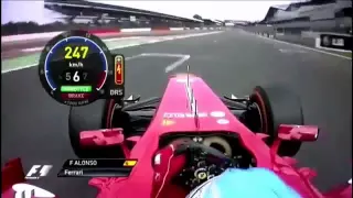 Fernando Alonso onboard at Silverstone, 2013.