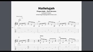 HALLELUJAH - FULL Fingerstyle Guitar Tab - LEONARD COHEN