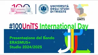 #100UniTS International Day - Bando ERASMUS+ Studio 2024/2025