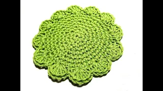 EASY CROCHET COASTER. MAKE A PERFECT FLAT CIRCLE AND CREATE A BEAUTIFUL SHELL EDGING.