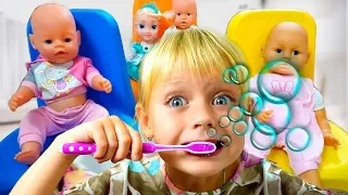 Margo and Dolls Brush Your Teeth