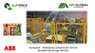 Shrink Pack of Beverage PET Bottles Palletizing