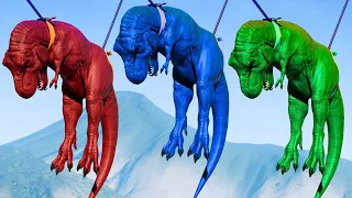 T-Rex Color Pack vs Spinosaurus Color Pack I-Rex GReen - Jurassic World Evolution Dinosaurs Fighting