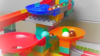 Satisfying Building Block Coaster Marbles Run Race ASMR -  Playing Marble run - Marble Full Colour