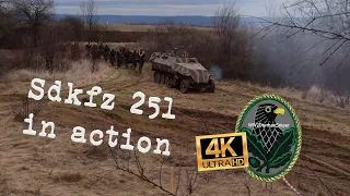 WW2 Sdkfz 251 half track in action ( WW2 Czech reenactment ) 4K