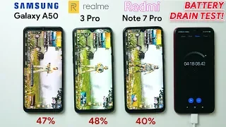 Realme 3 Pro vs Redmi Note 7 Pro vs Galaxy A50 - Battery Drain test!