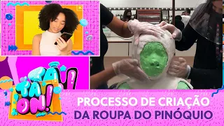 Duda Pimenta reage ao processo de criação do figurino do Pinóquio, de "Poliana Moça" | Tá On
