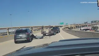 Road rage: Texas truck driver rips off SUV's bumper after driver brake checks in front