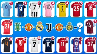 Guess players by their song, jersey number and club transfer.,Ronaldo,Messi,Neymar