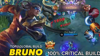 SAVAGE!! ONE SHOT BUILD BRUNO CRAZY CRITICAL DAMAGE!! TOP 1 GLOBAL BUILD | FULL GAMEPLAY | Ruiji YT