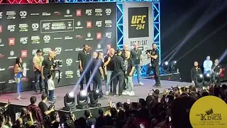 BEEF UFC 294 LIVE face offs - Khamzat Chimaev, Islam Makhachev, Volkanovski & Usman - Abu Dhabi