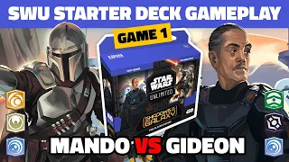 Mandalorian VS Moff Gideon Shadows of the Galaxy Starter Decks - Star Wars Unlimited Gameplay! TCG