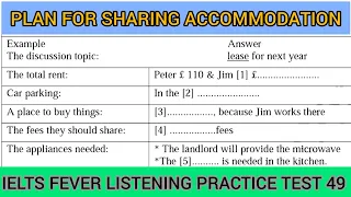 Ielts fever listening test 49 | Plan for sharing accommodation |