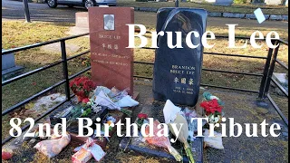 Bruce Lee 82nd Birthday visit to his grave in Lakeview Cemetery, Seattle, Washington, USA.