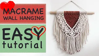 Easy Tutorial Macrame Wall Hanging | Heart Pattern