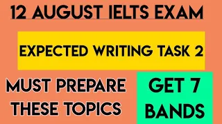 12 AUGUST 2021 IELTS WRITING TASK EXPECTED LIST || Must prepare these wt2 topics