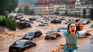 Germany is sinking! Hundreds of cars and houses are underwater after a river flood in Bisingen