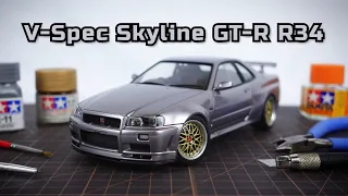 Building A V-Spec Nissan Skyline R34 GT-R Part 2, Tamiya 1/24 Scale Model Car.