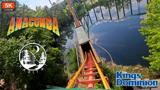 Anaconda Front Seat On Ride POV 5K 60FPS | Under Water Diving Arrow | Kings Dominion, Virginia