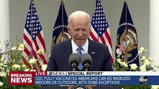 President Biden speaks about new mask guidance from CDC | ABC7