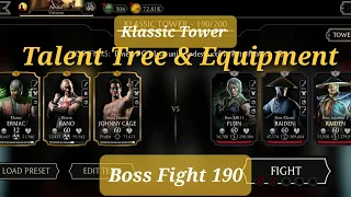 Mk Mobile Klassic Tower Boss Fight 190 with Gold Team | Talent Tree & Equipment #mortalkombat